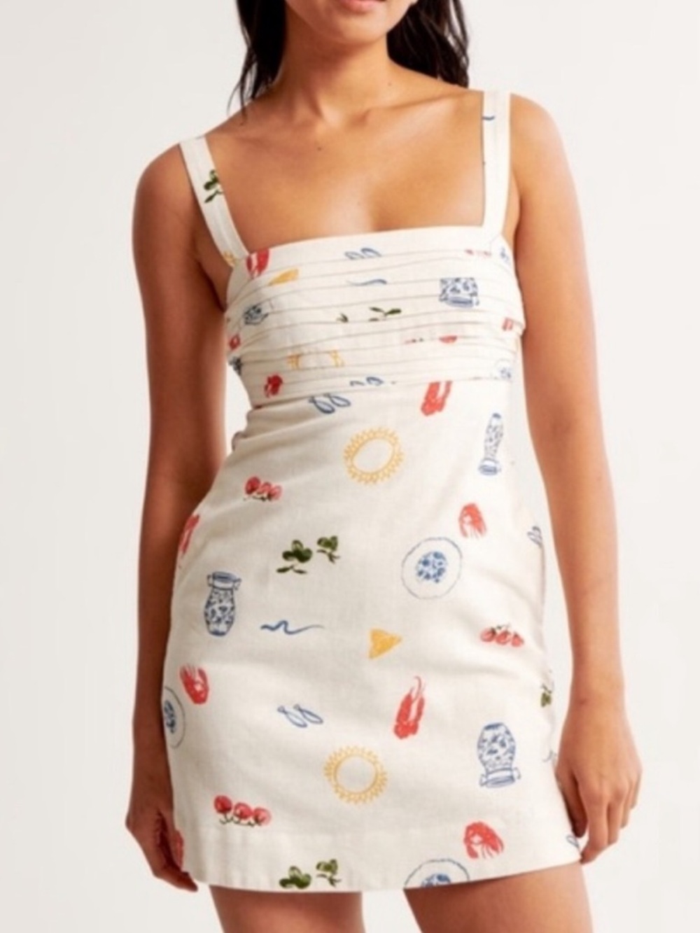 Abercrombie & Fitch White emerson Sleeveless Mini Dress Pleated romper